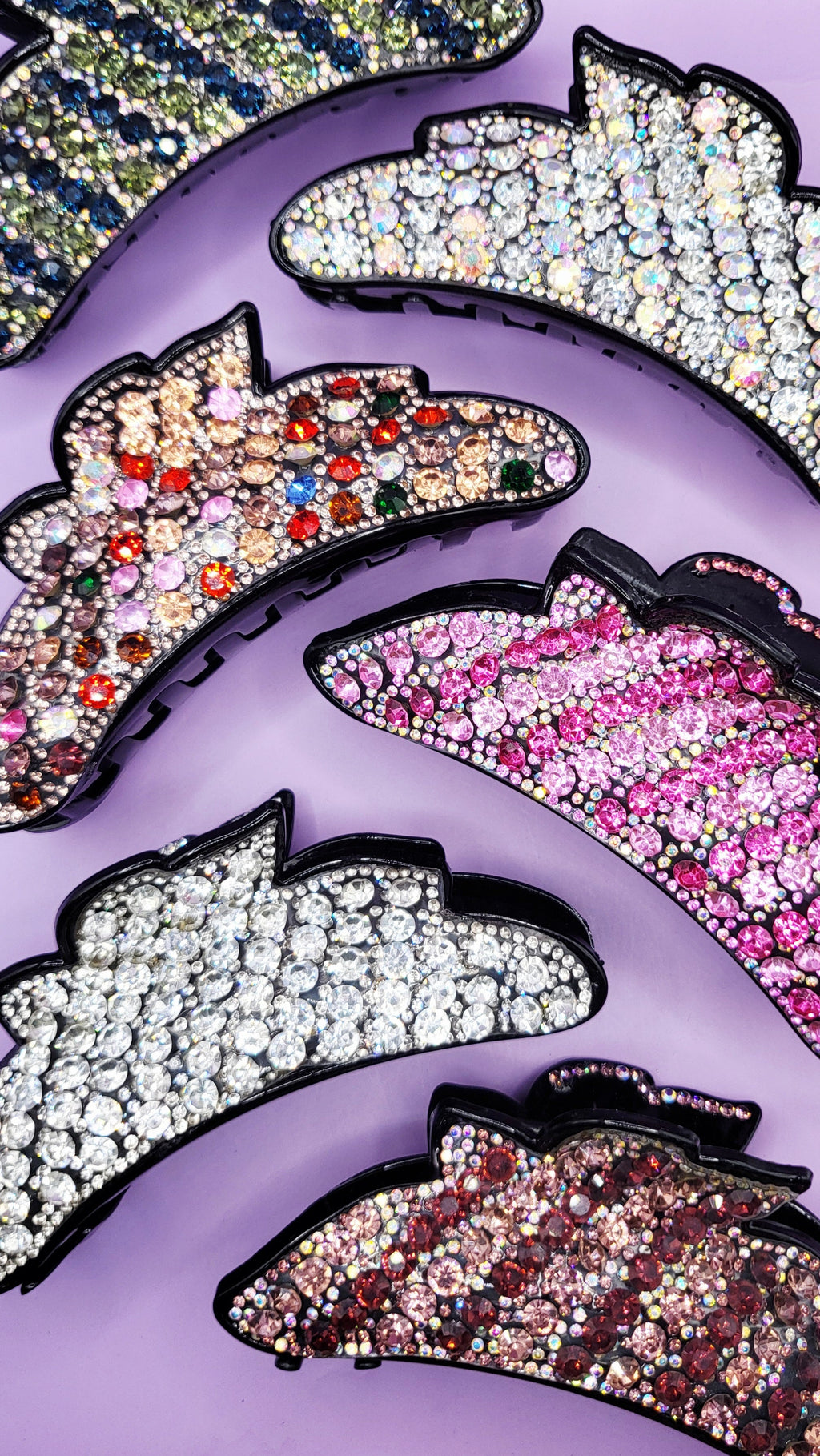 Scalloped Crystal Hair Clamps Pack of 12