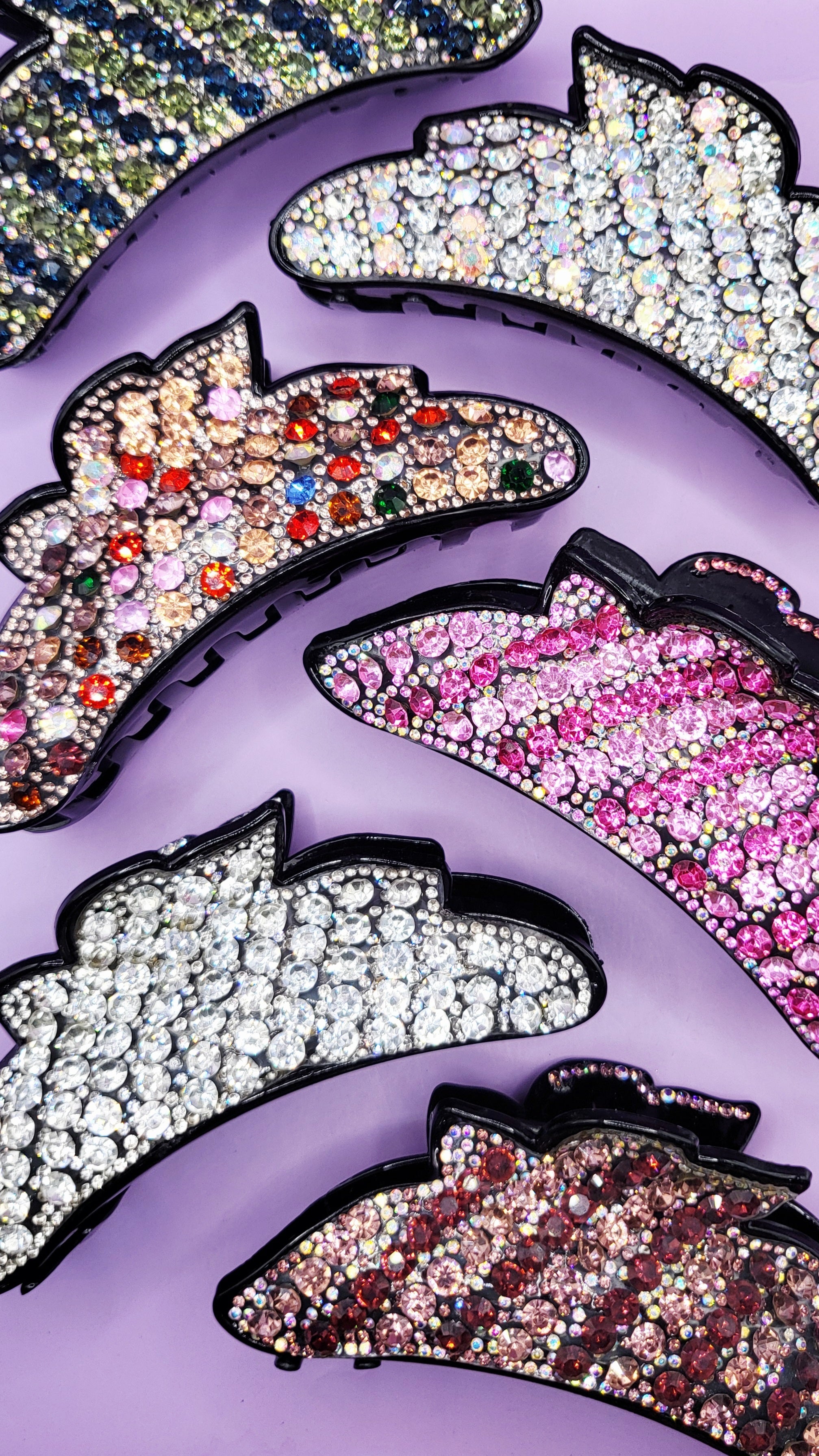 Scalloped Crystal Hair Clamps Pack of 12