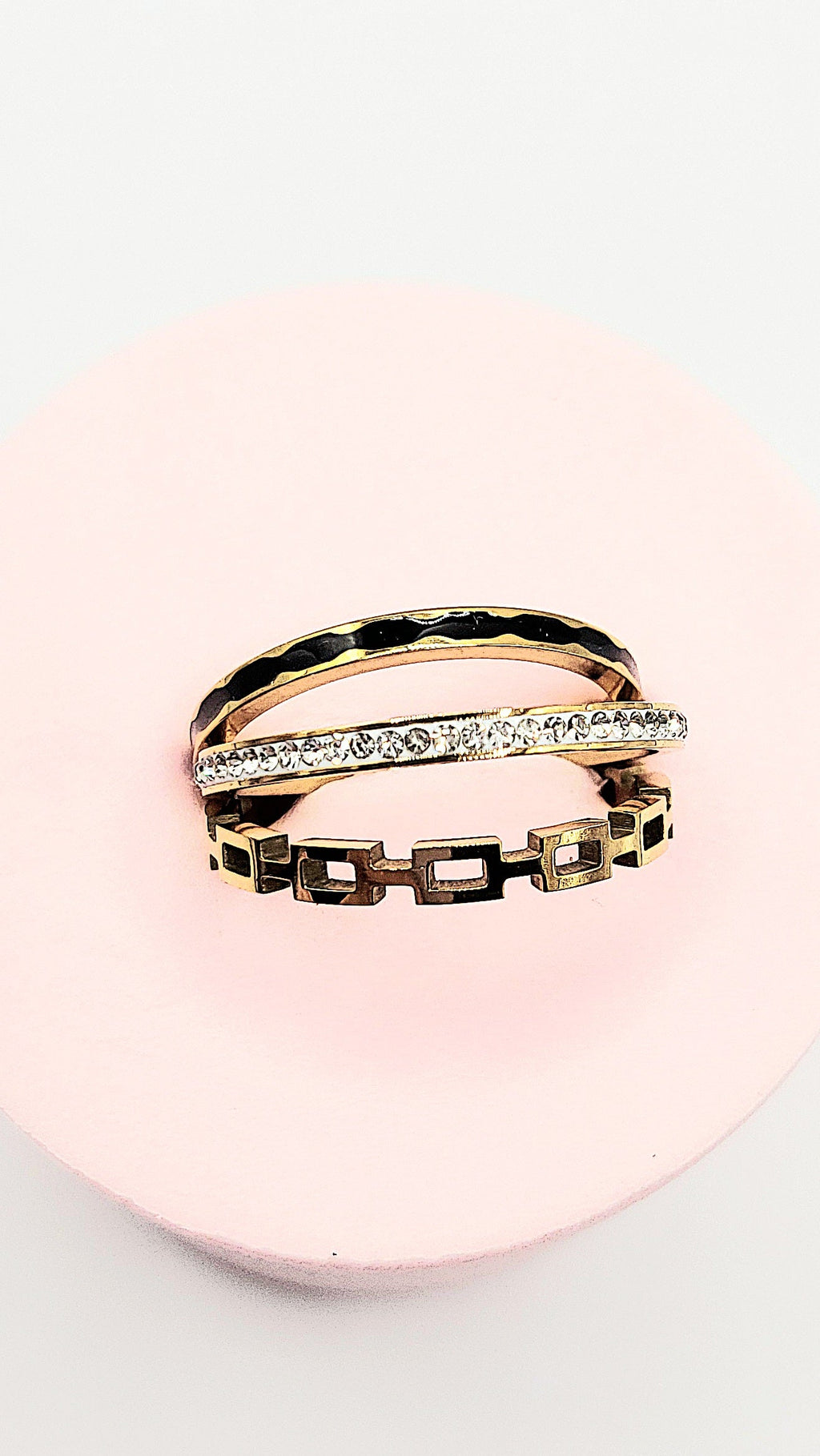 14k Gold Plate Black Crystal Stacking Rings Box set of 24