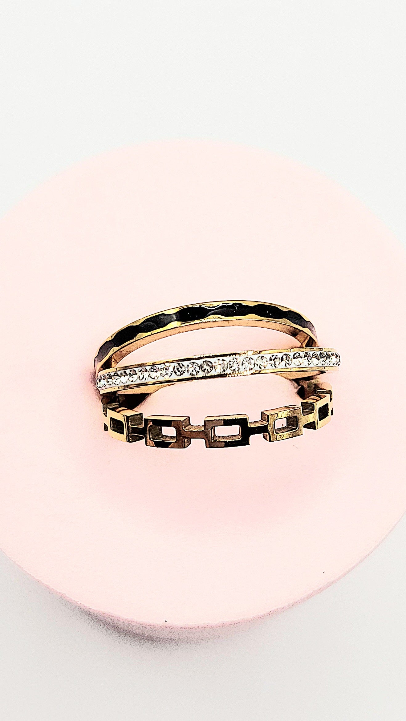 14k Gold Plate Black Crystal Stacking Rings Box set of 24
