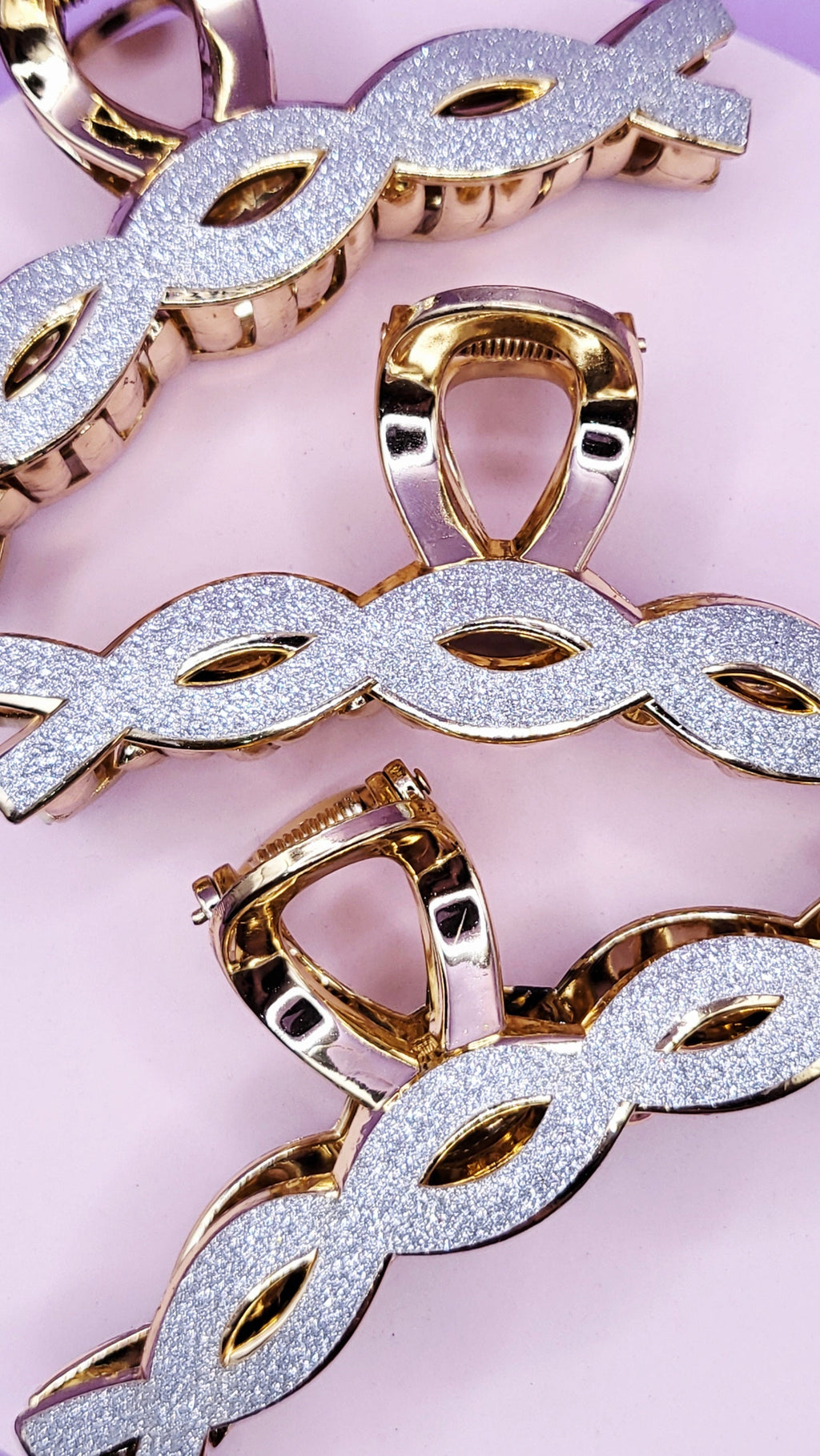 Glitter Silver Hair Clamps Pack of 12