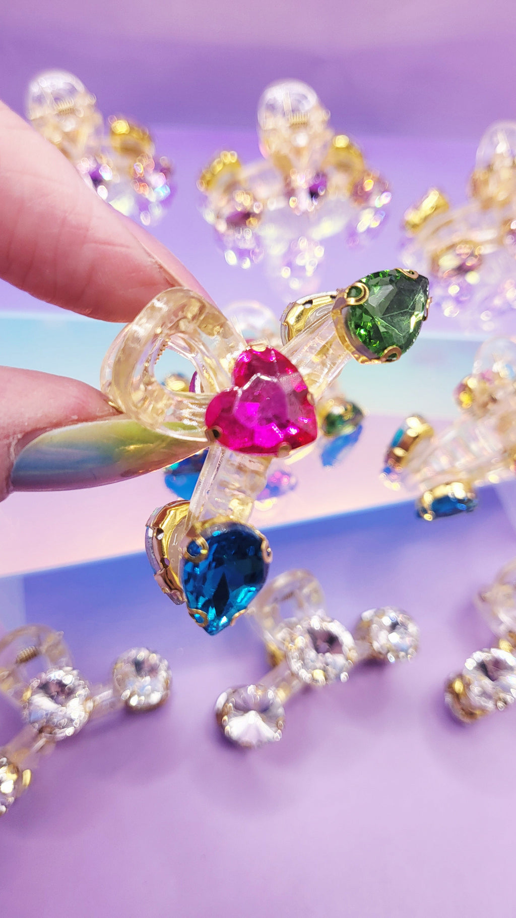 Crystal Luxe Rainbow Hair Clamps Pack of 12