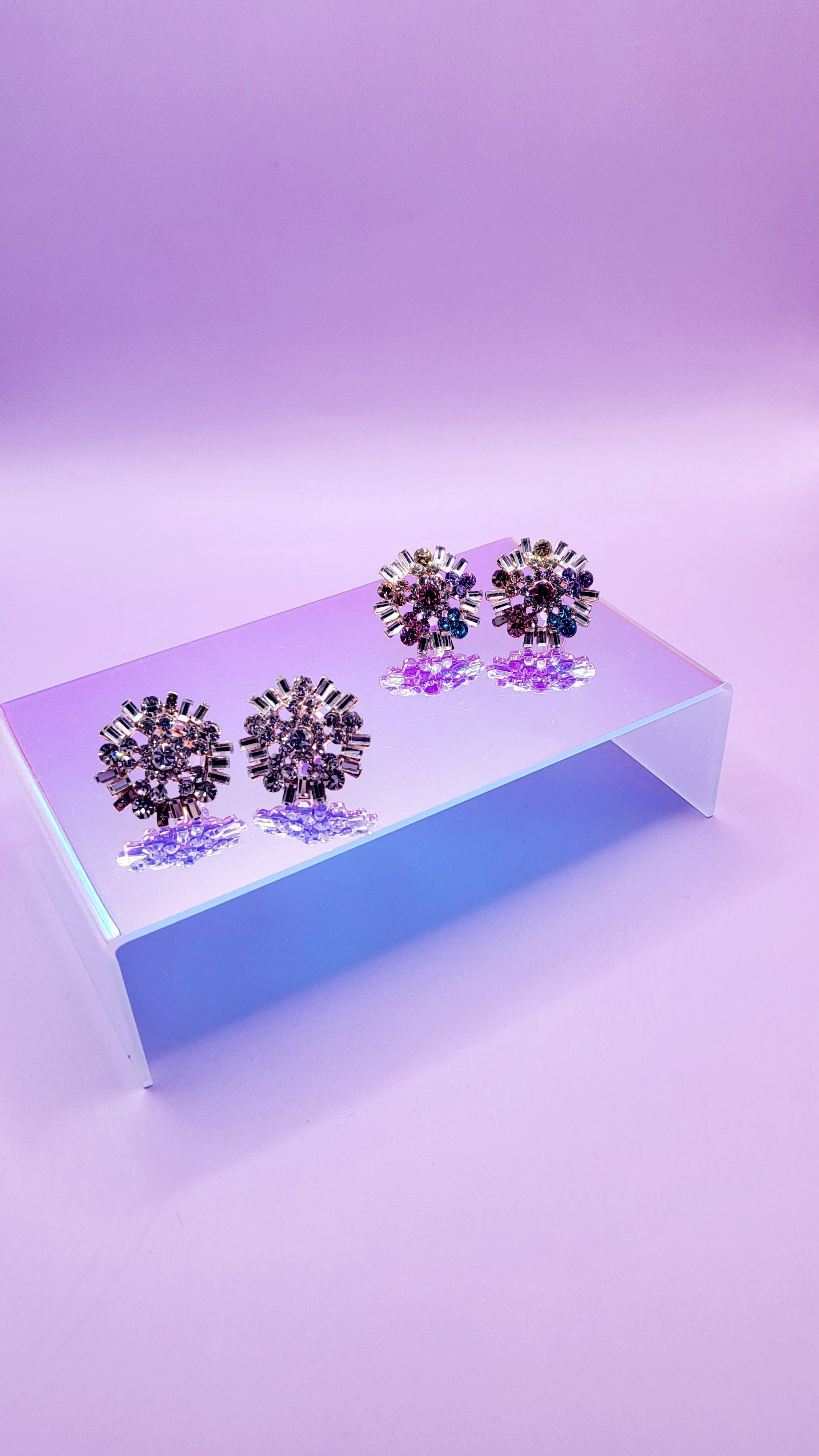 Flower Crystal Non Pierced Clip On Earrings