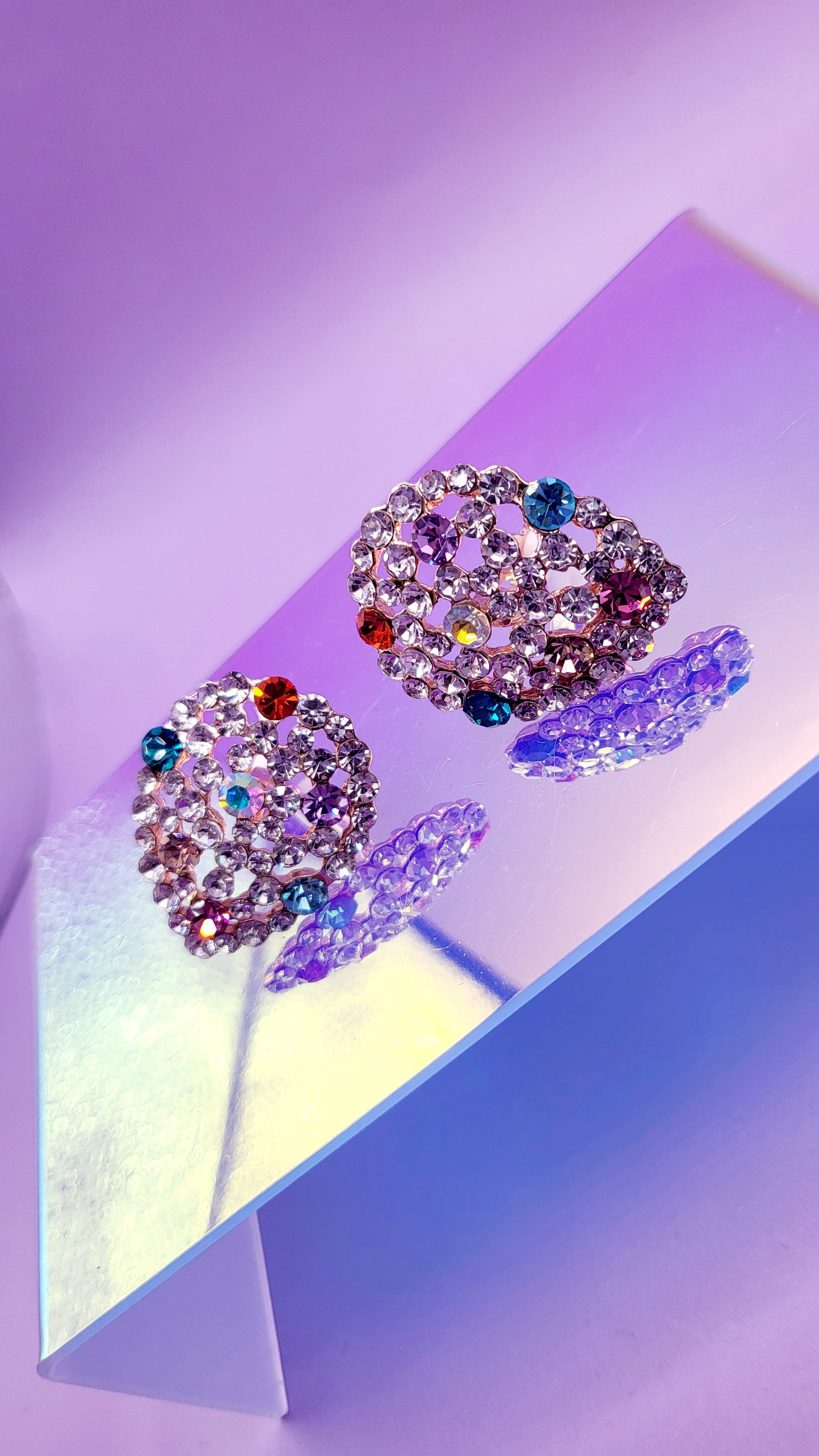 Oval Crystal Non Pierced Clip On Earrings