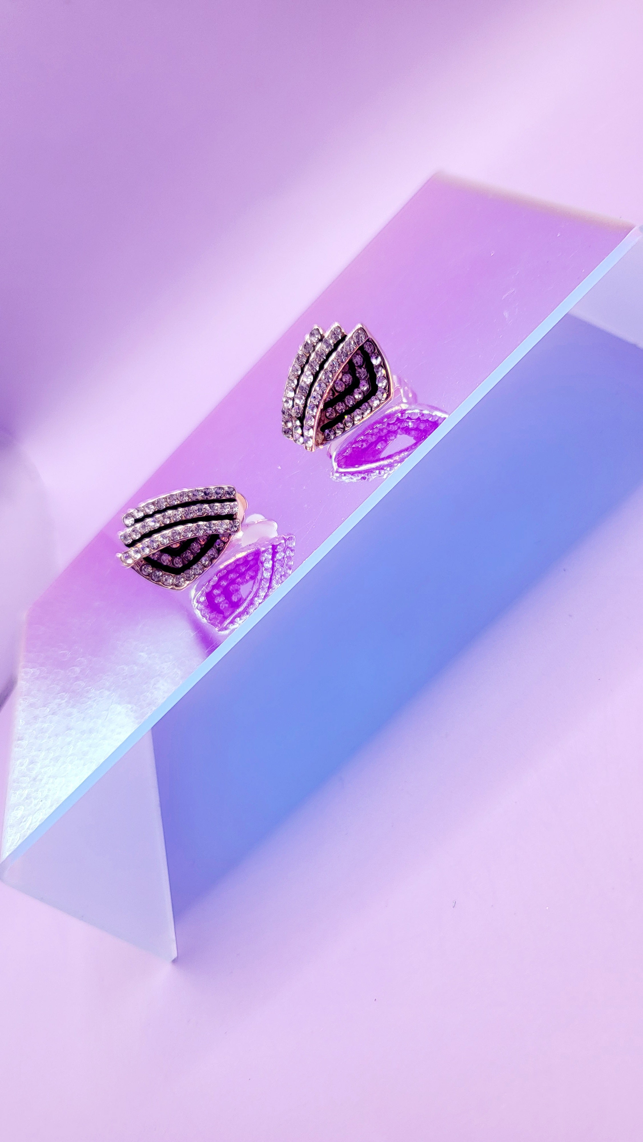 Layered Crystal Non Pierced Clip On Earrings