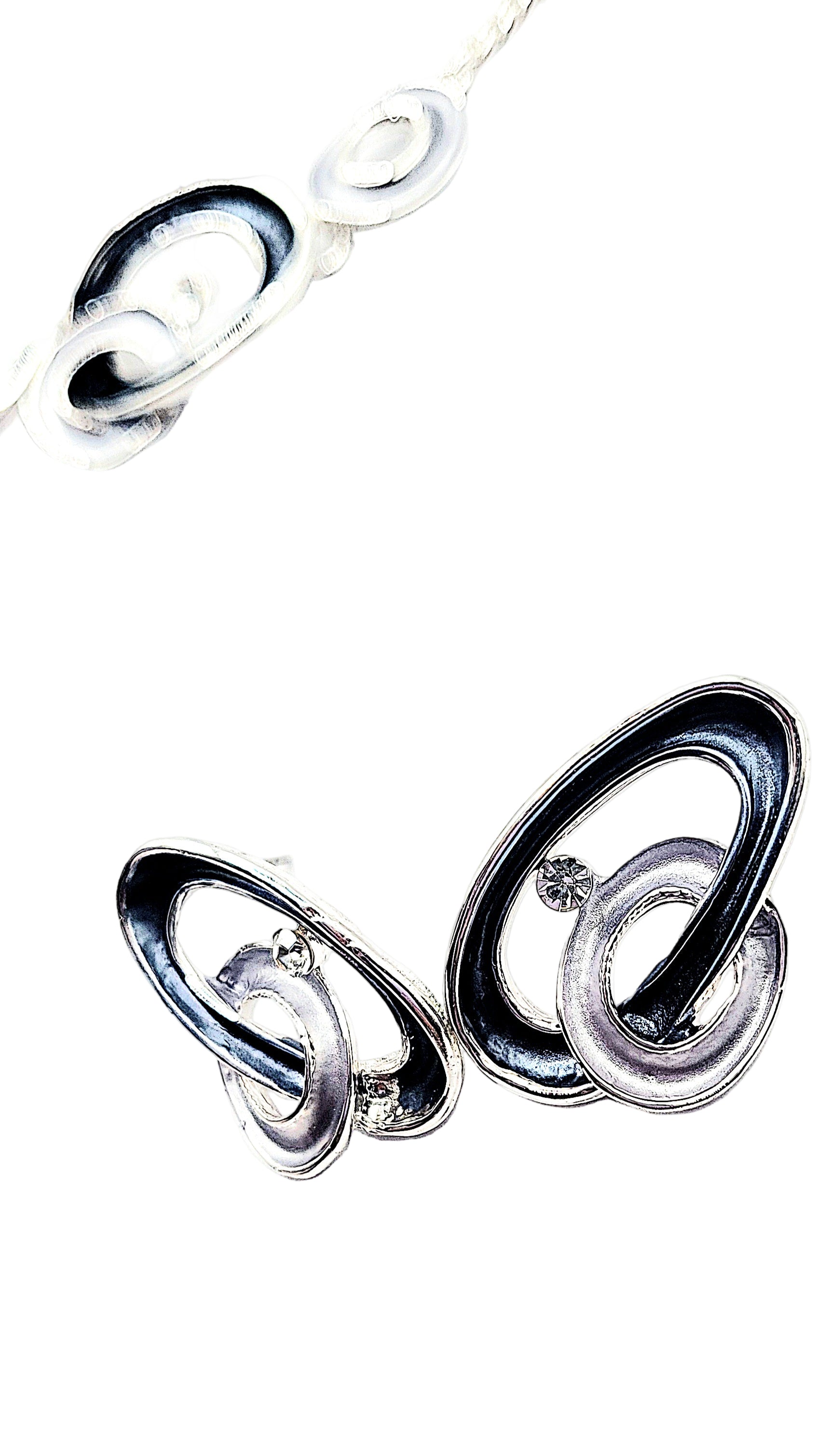 Abstract Oval Crystal Necklace & Earrings Set