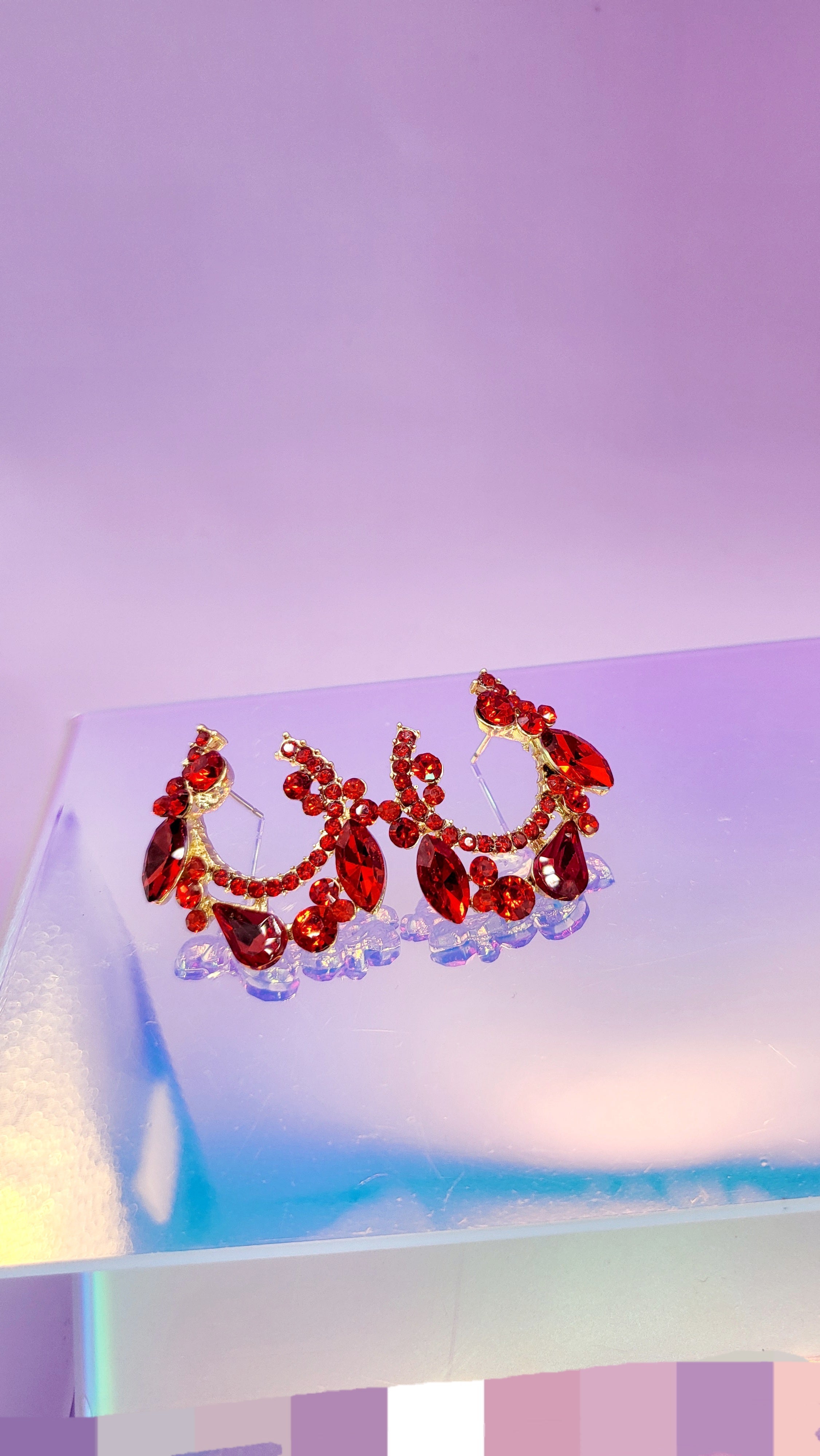 U Shape Crystal Stud Earrings