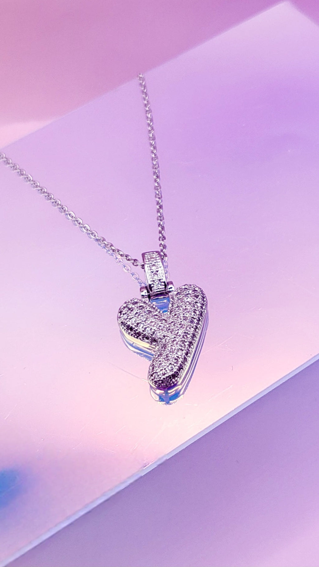 Initial Bubble Letter Crystal Necklace