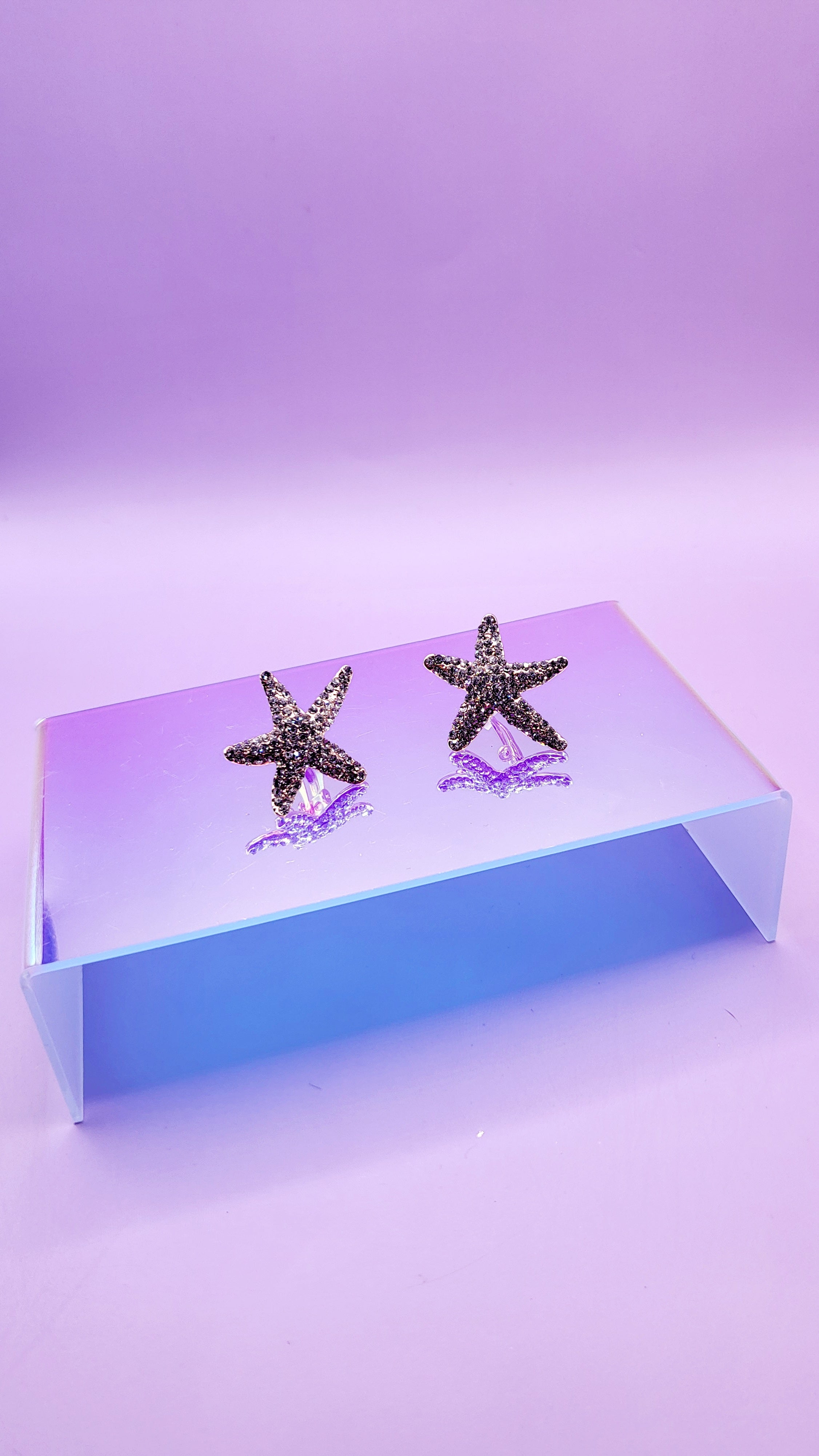 Starfish Crystal Non Pierced Clip On Earrings