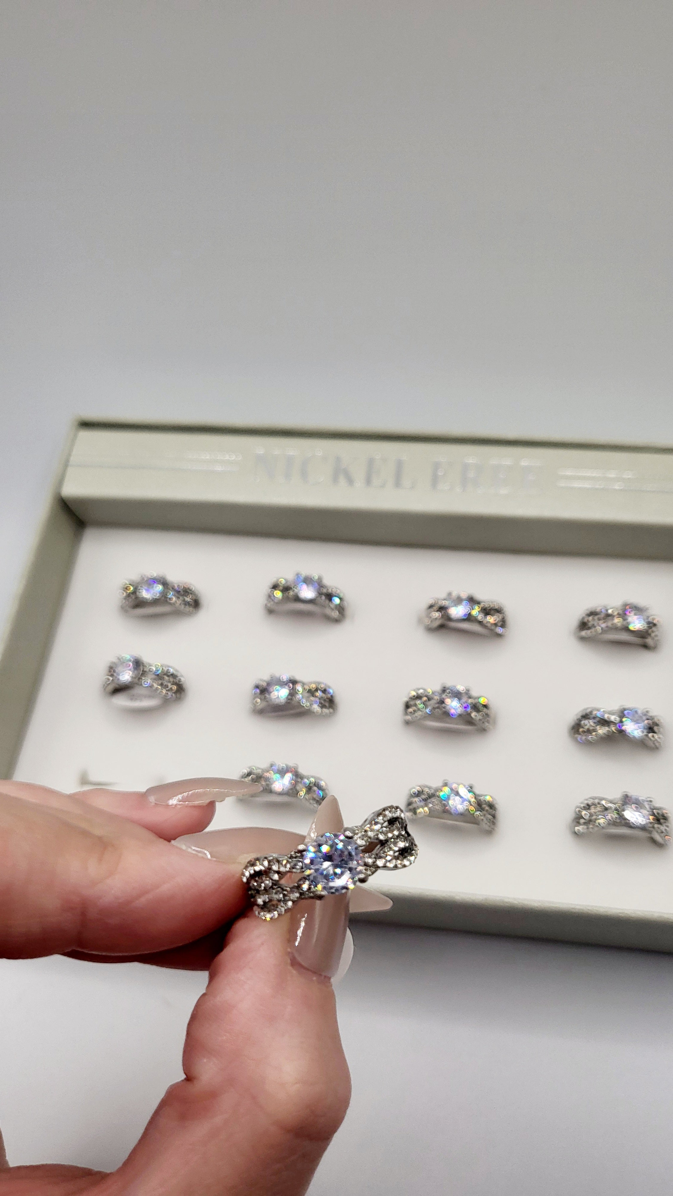 Trinity Crystal Ring Silver Box set of 12