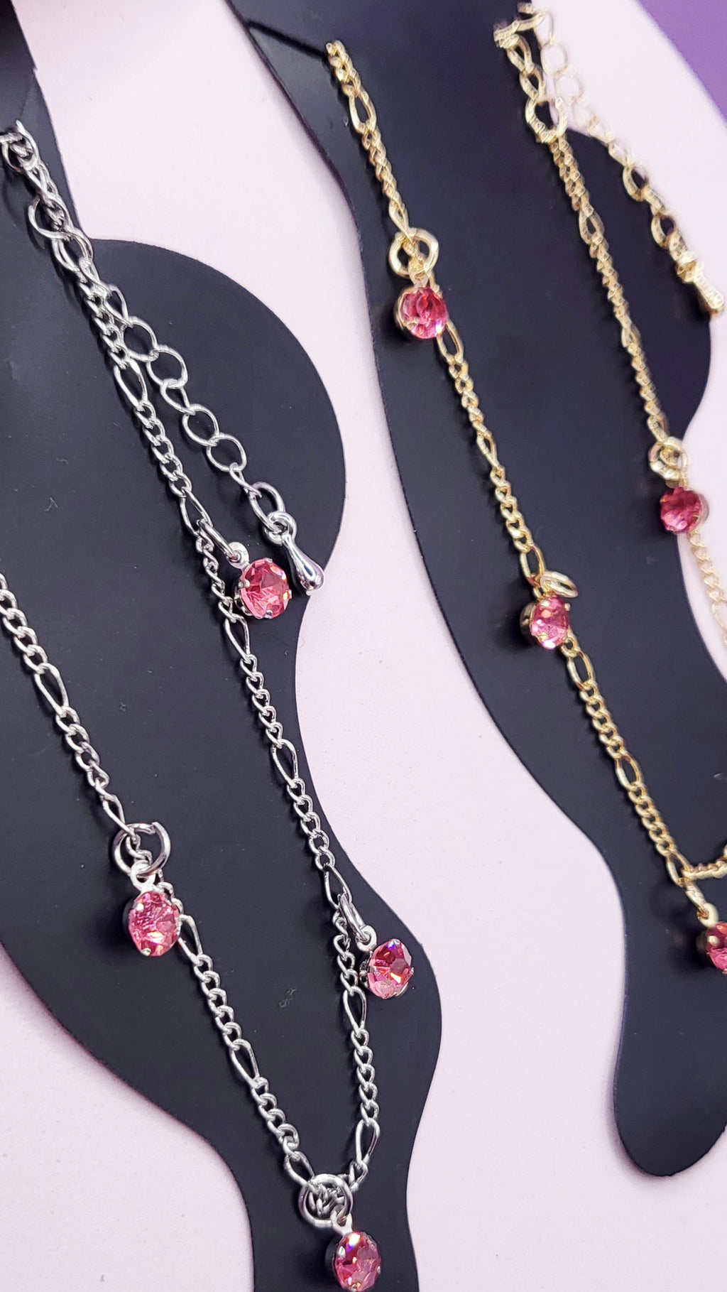 Pink Crystal Charm Anklet