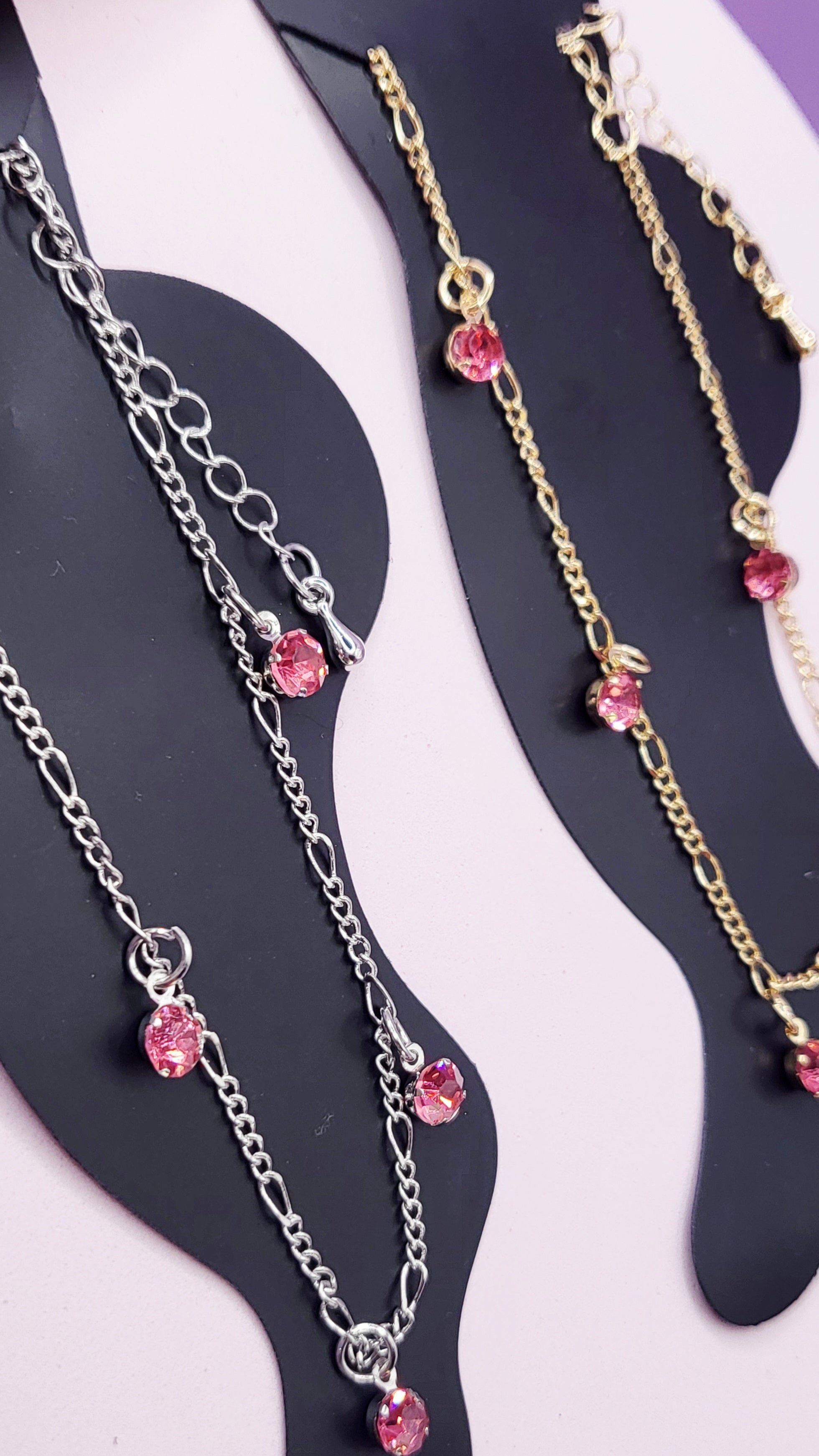 Pink Crystal Charm Anklet