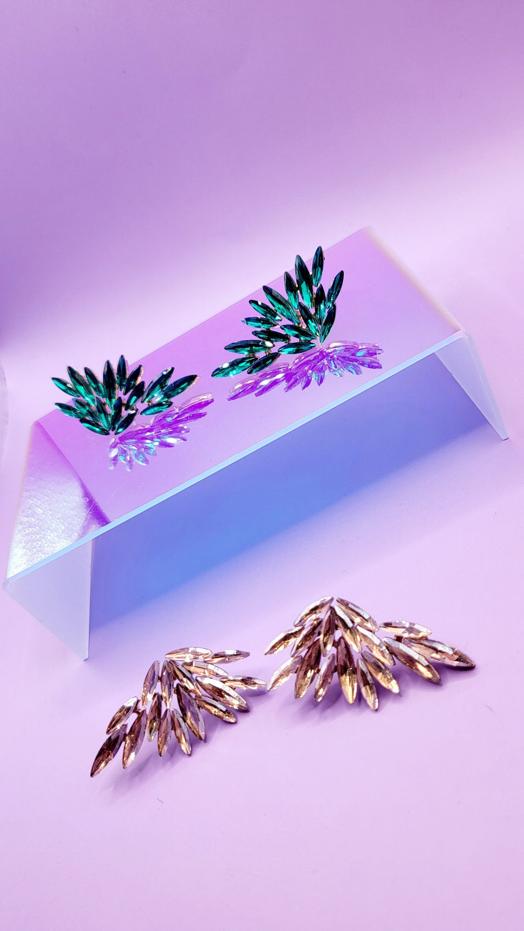 Feather Crystal Stud Earrings