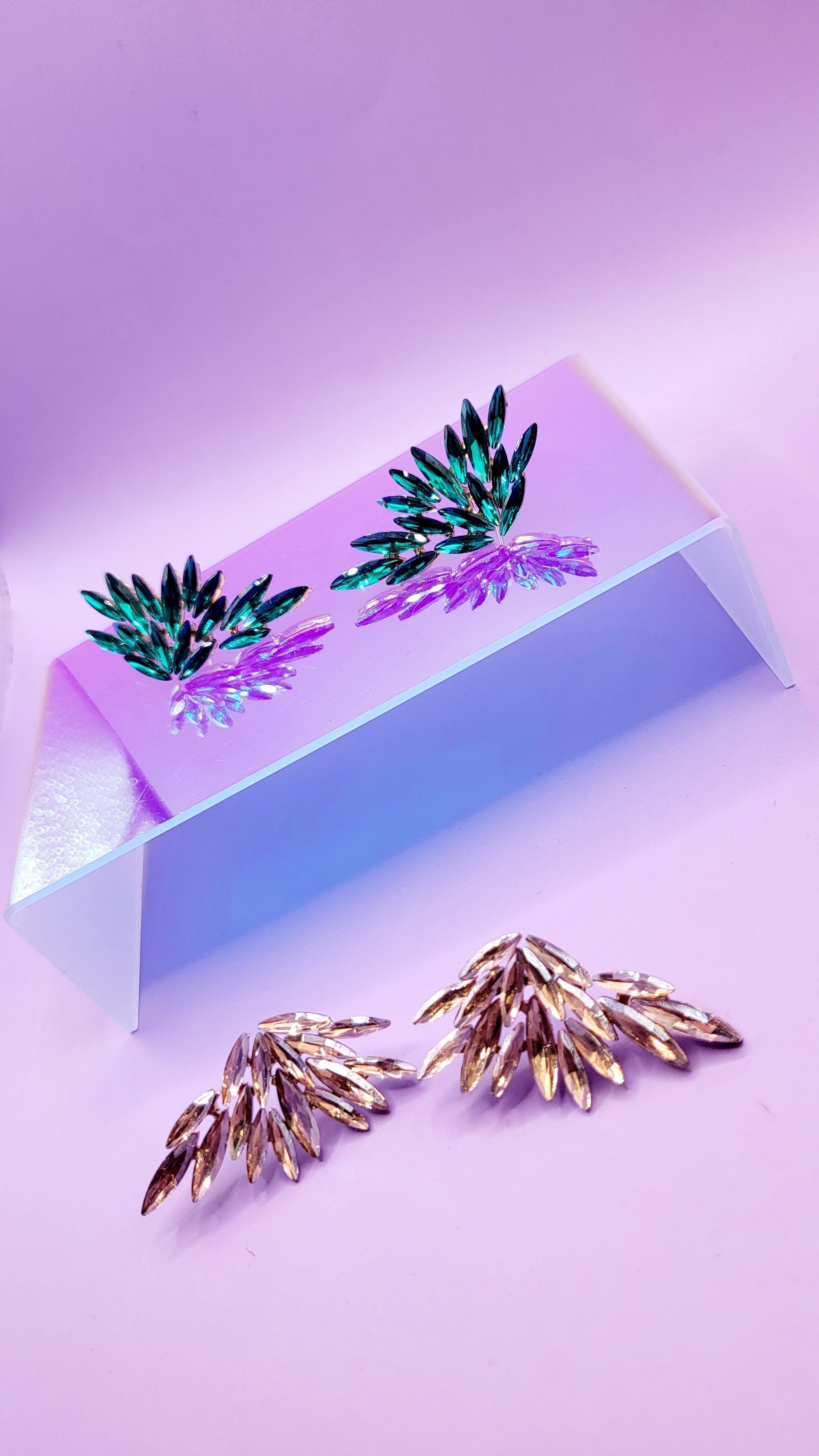 Feather Crystal Stud Earrings