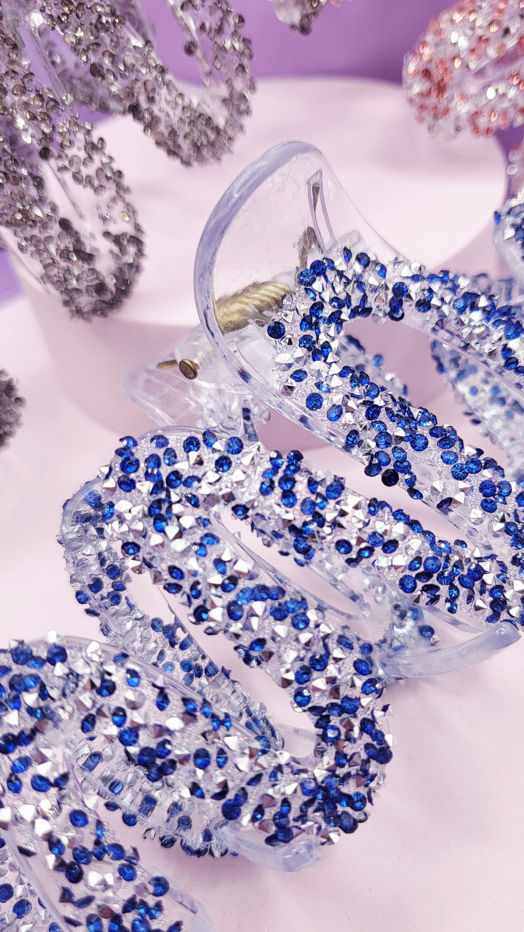 Wavey Rhinestone Sparkly Hair Clamps Pack of 12