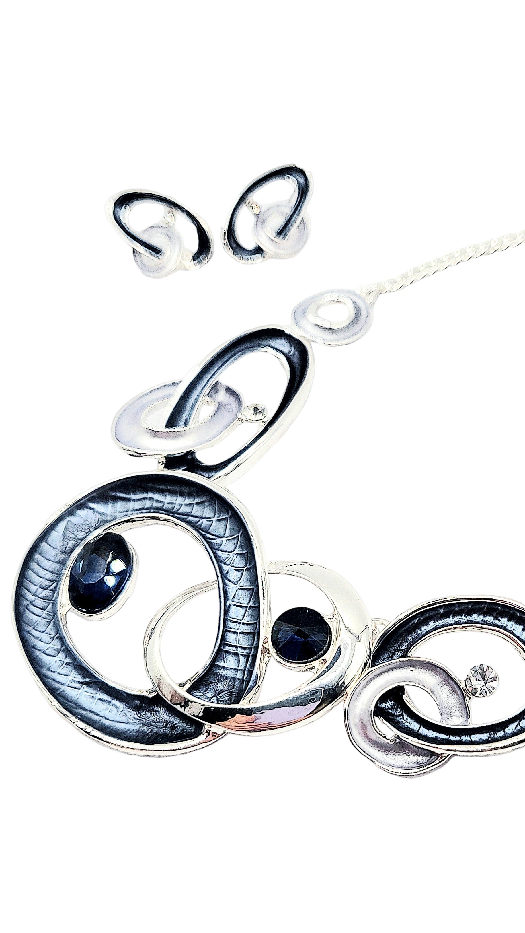 Abstract Oval Crystal Necklace & Earrings Set