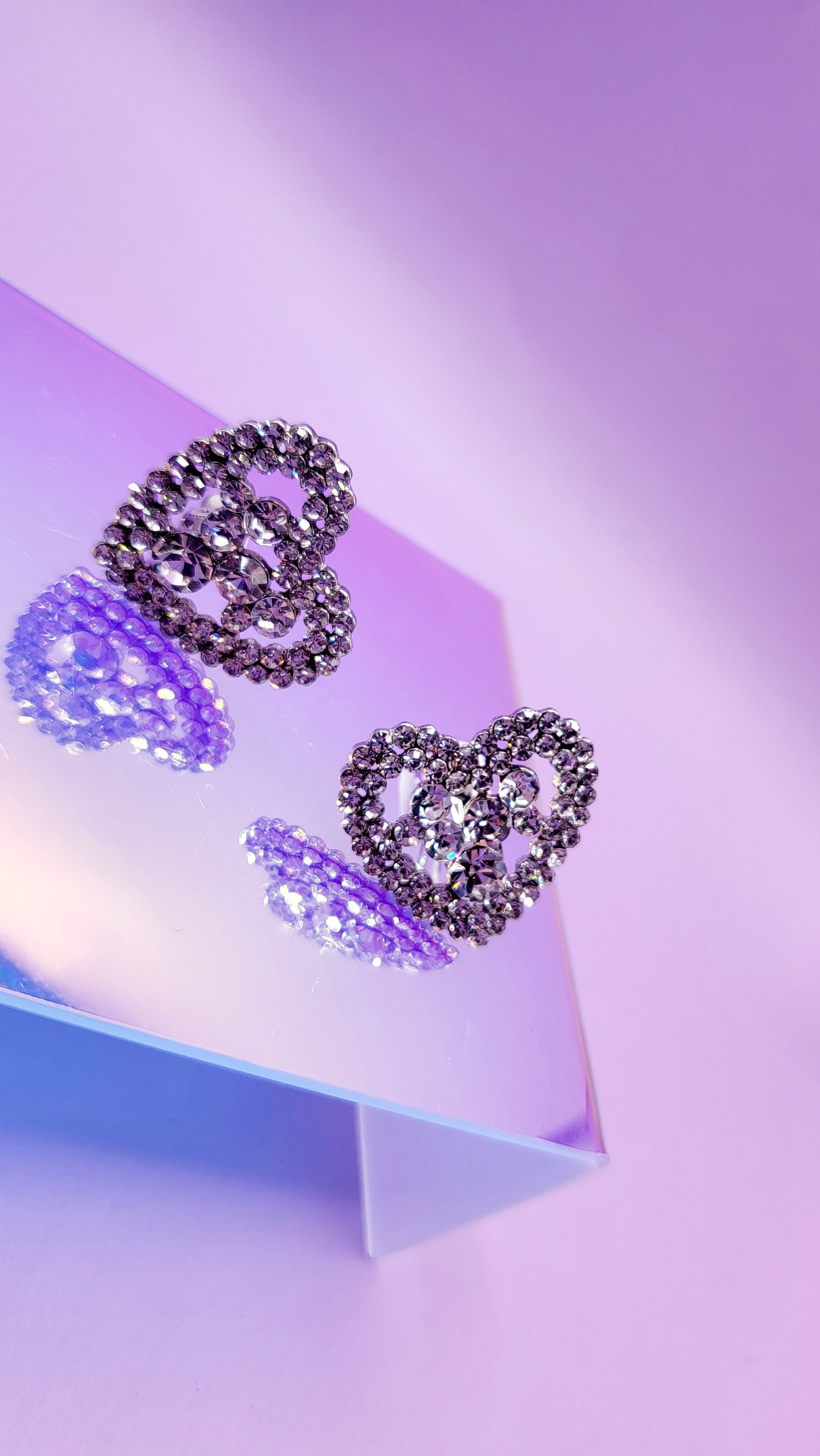 Sweetheart Crystal Non Pierced Clip On Earrings