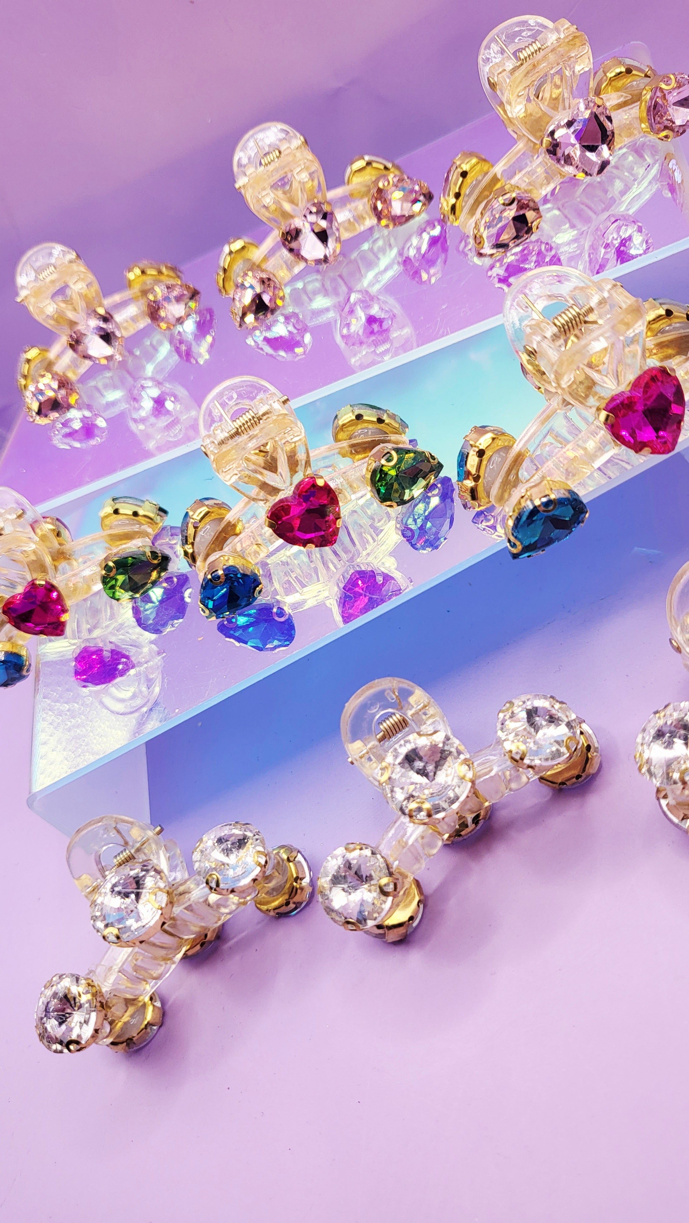 Crystal Luxe Rainbow Hair Clamps Pack of 12