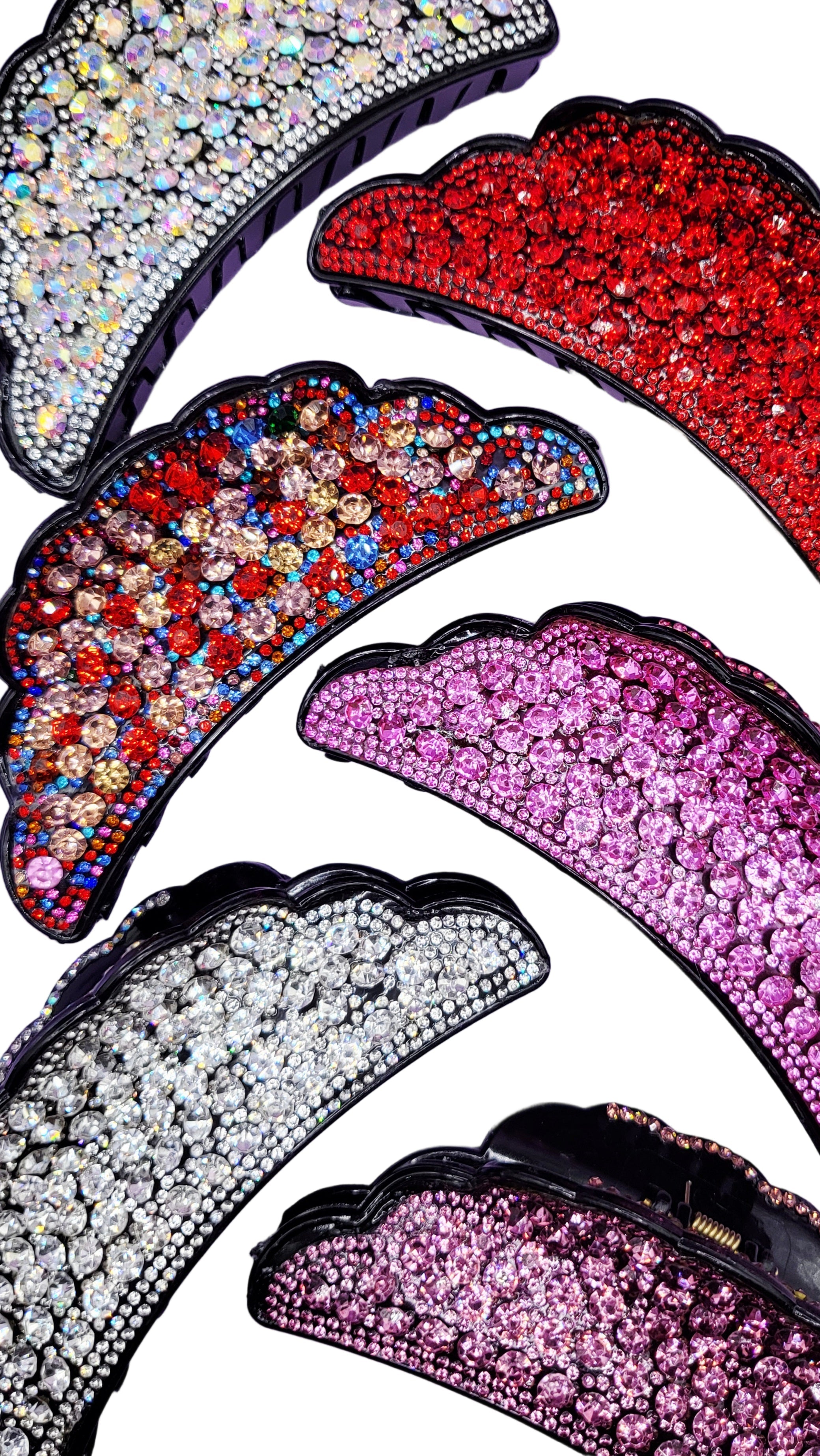 Round Maxi Crystal Hair Clamps Pack of 12