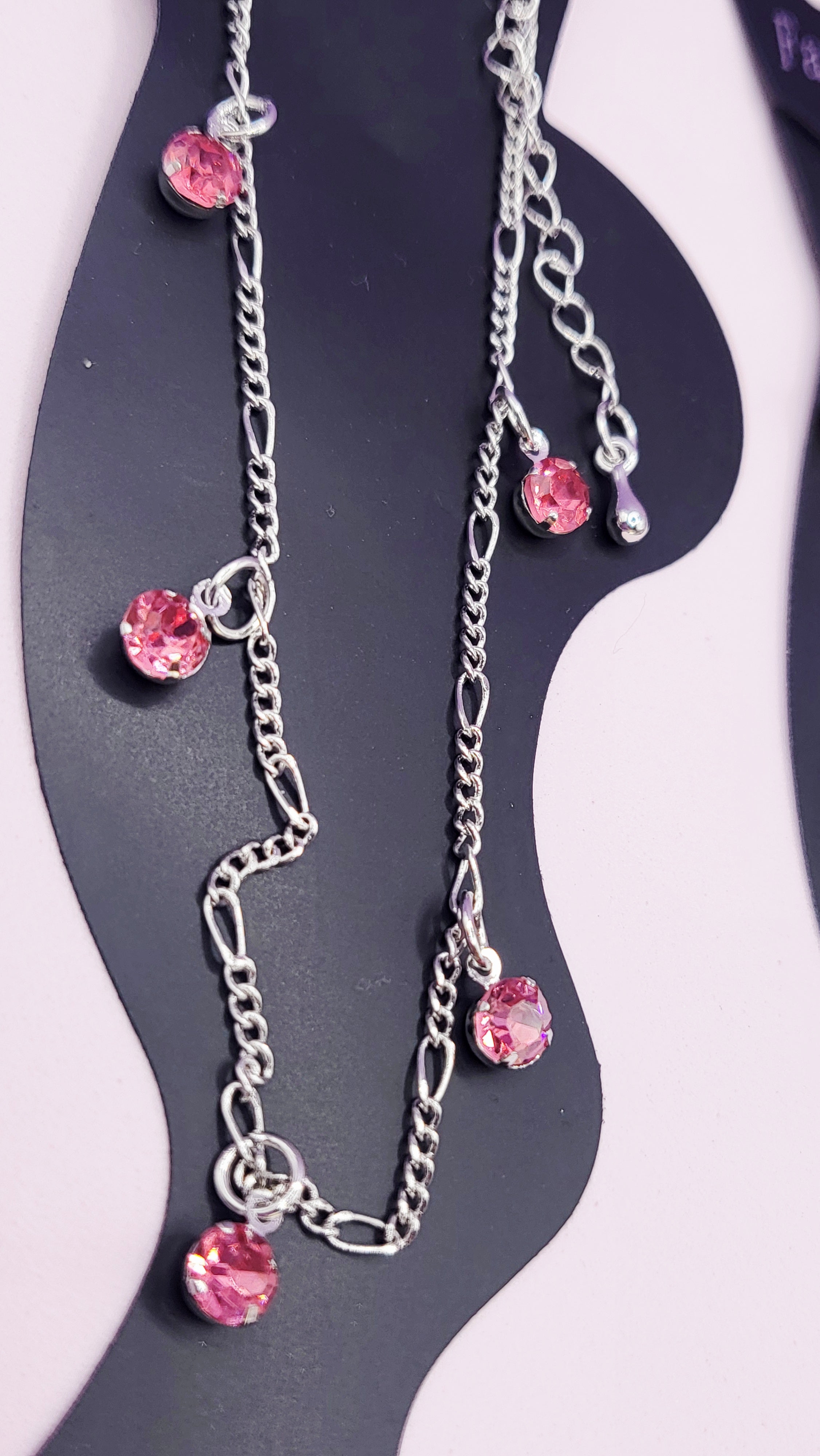 Pink Crystal Charm Anklet