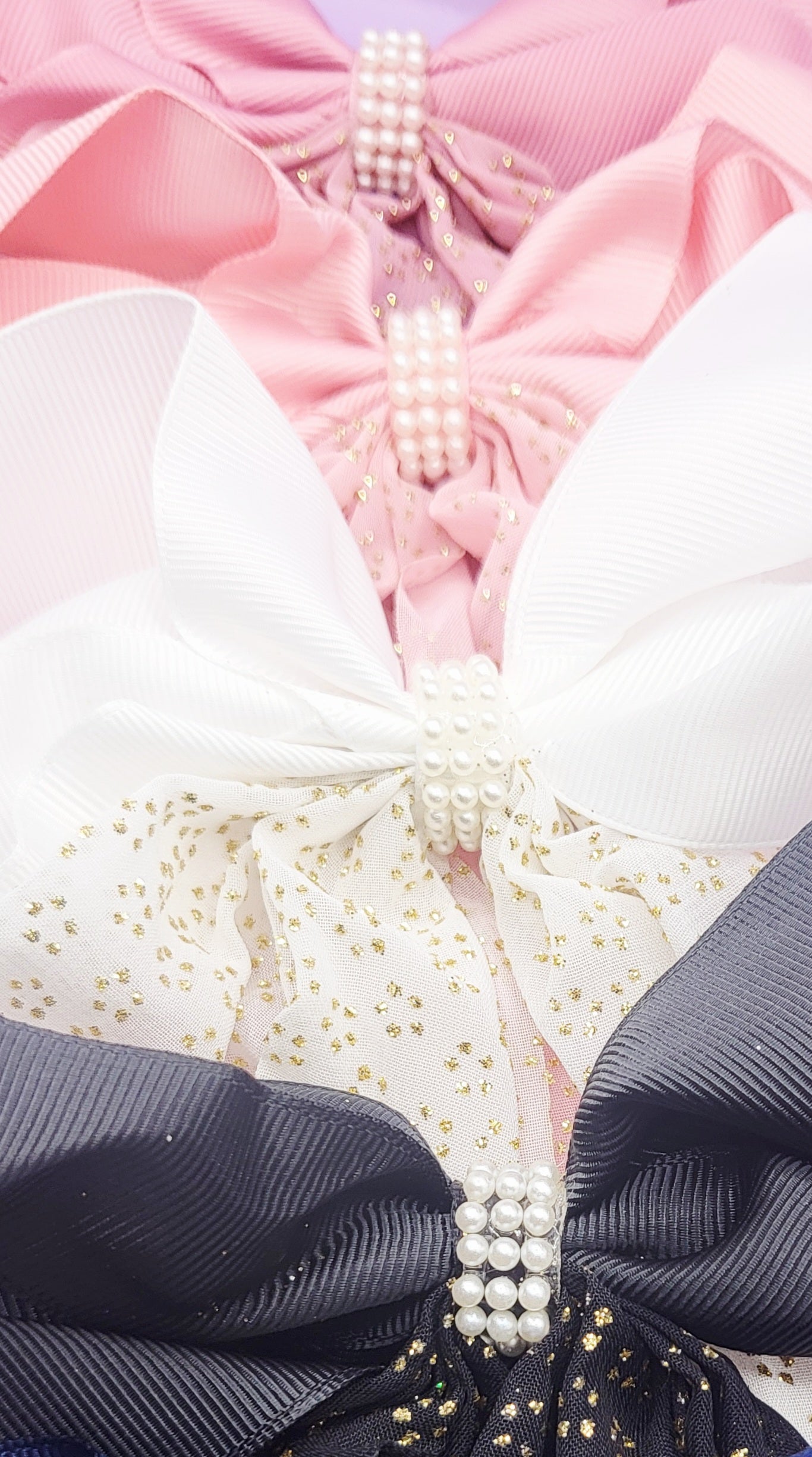 Pearl Hair Bow Clip Slide Pack of 12