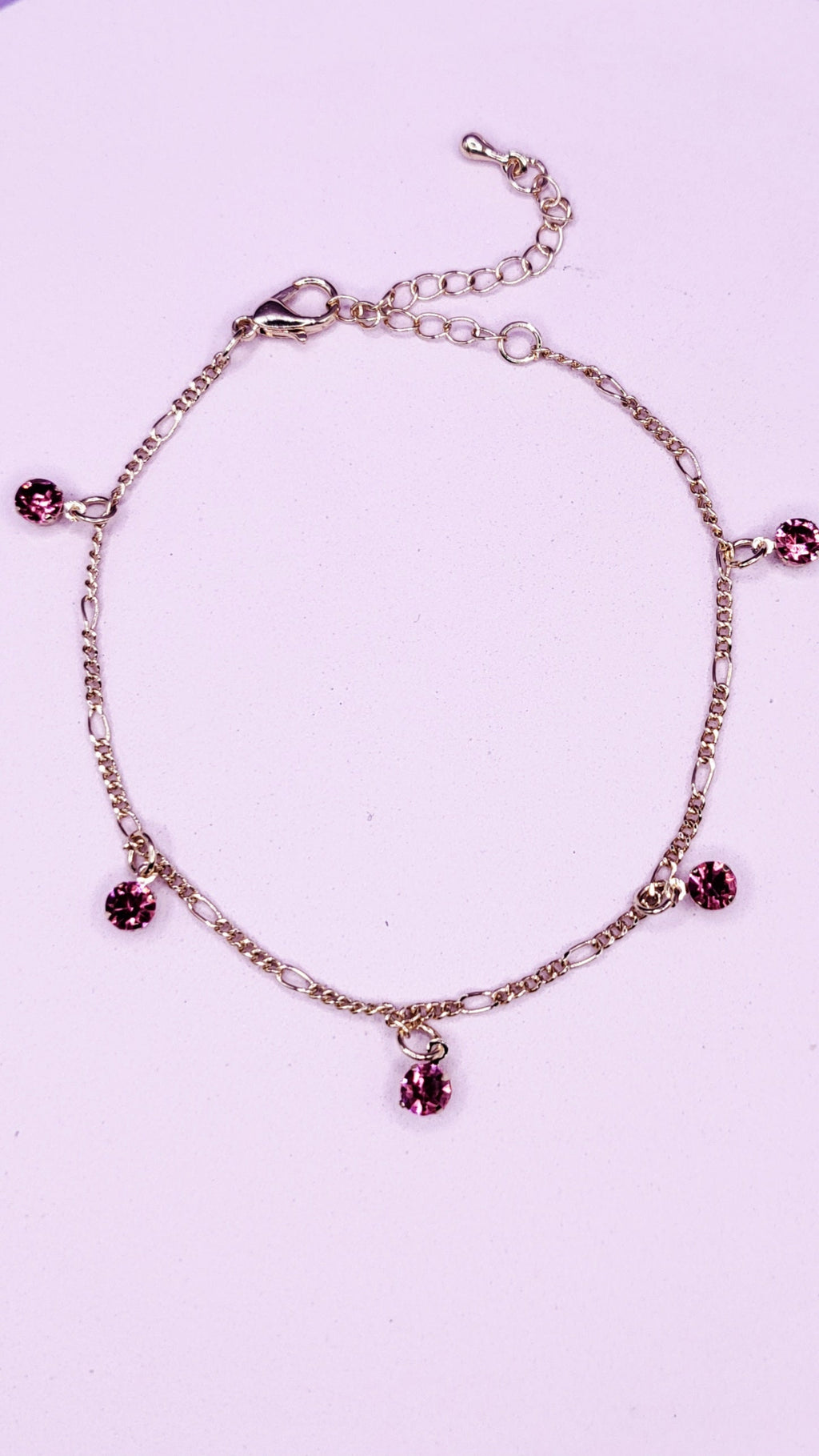 Pink Crystal Charm Anklet