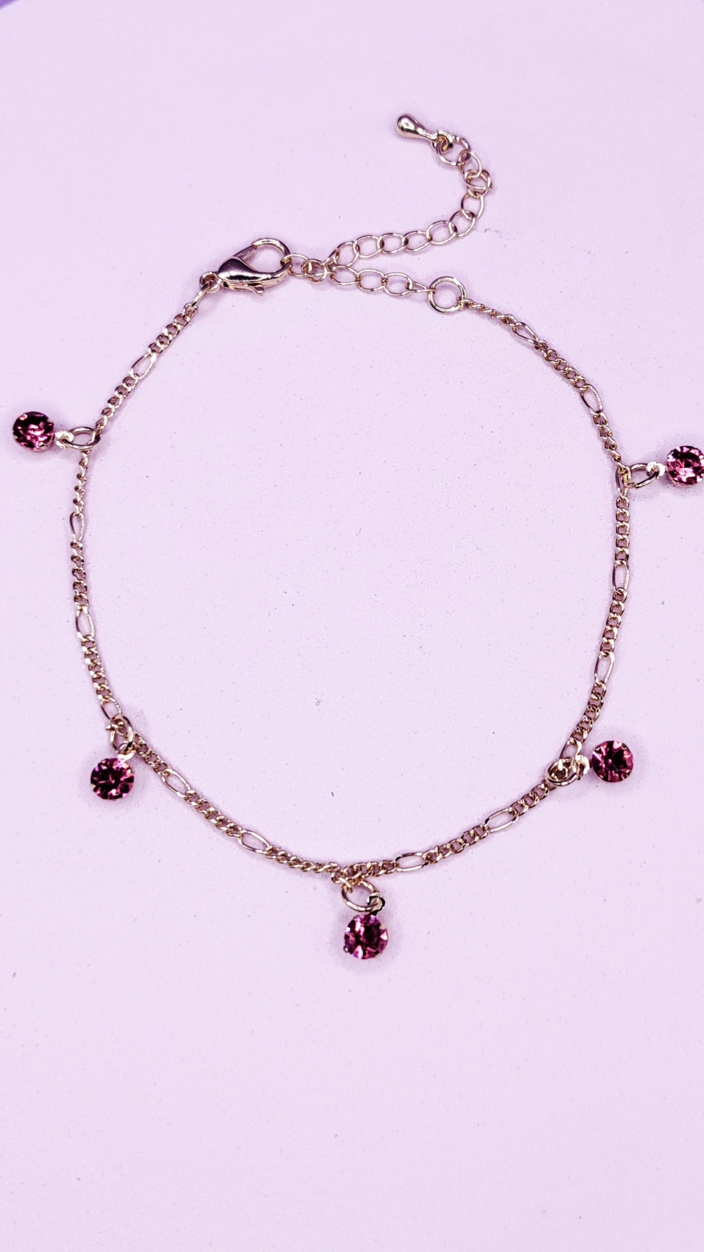 Pink Crystal Charm Anklet