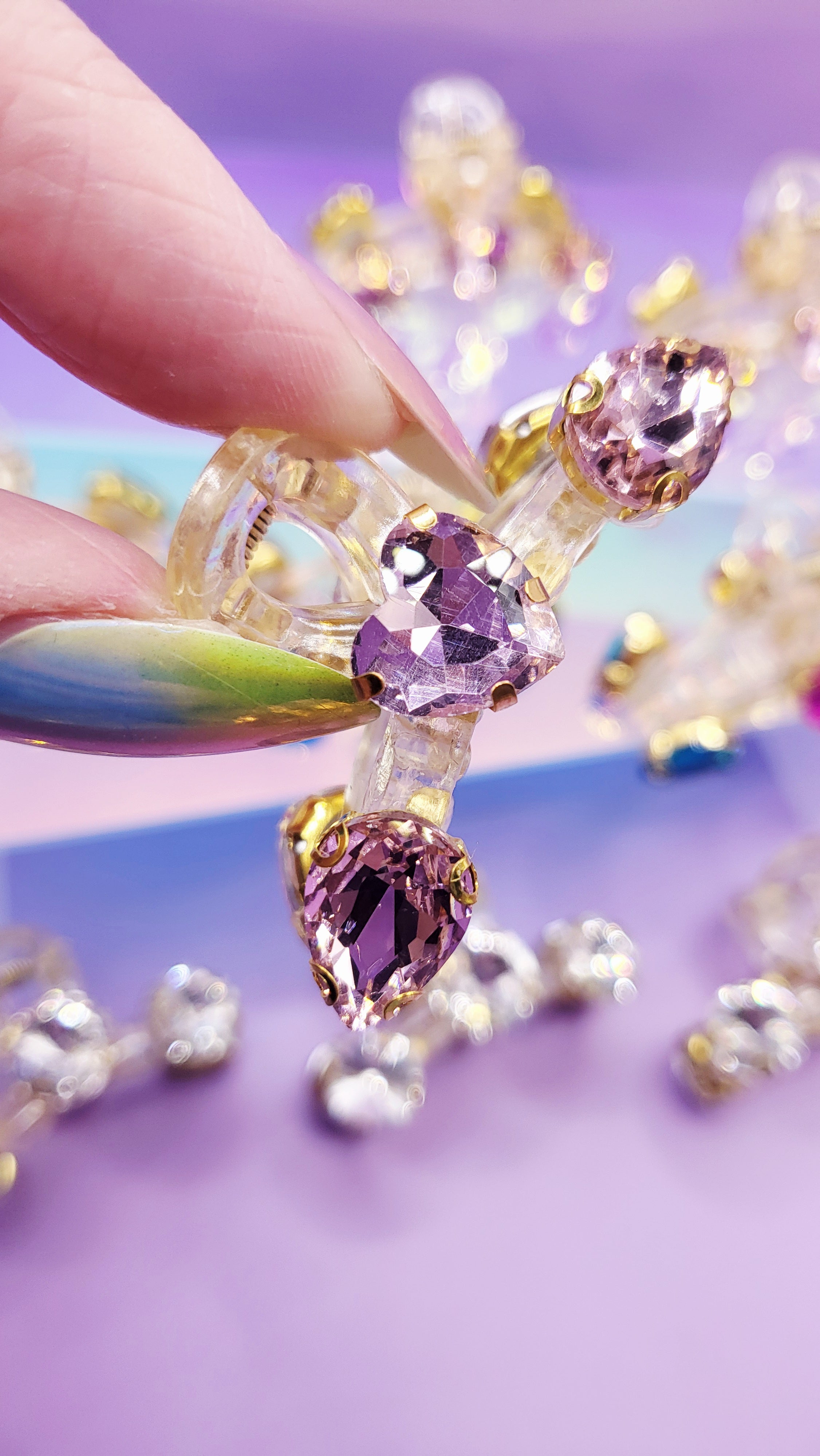 Crystal Luxe Pink Hair Clamps Pack of 12