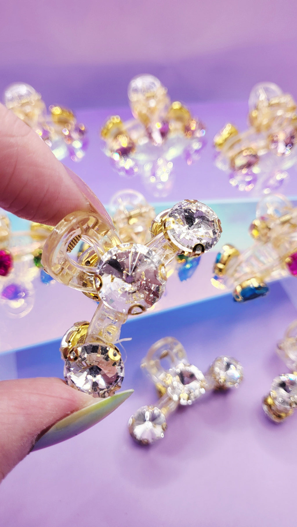 Crystal Luxe Rainbow Hair Clamps Pack of 12