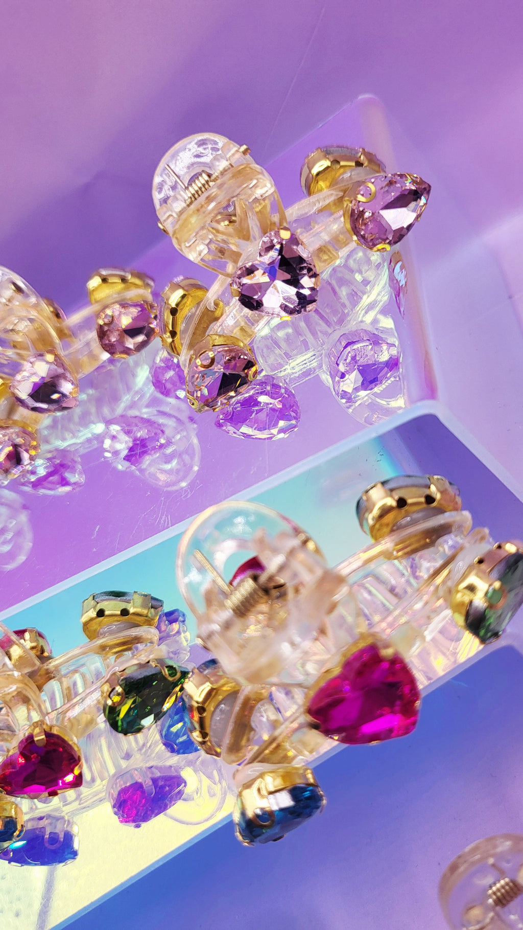 Crystal Luxe Rainbow Hair Clamps Pack of 12
