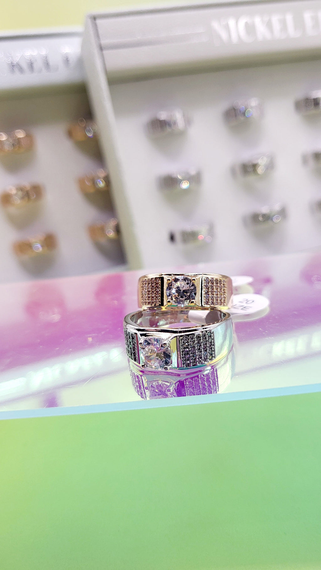 Men's Iced Out Crystal Box Set of 12 Rings