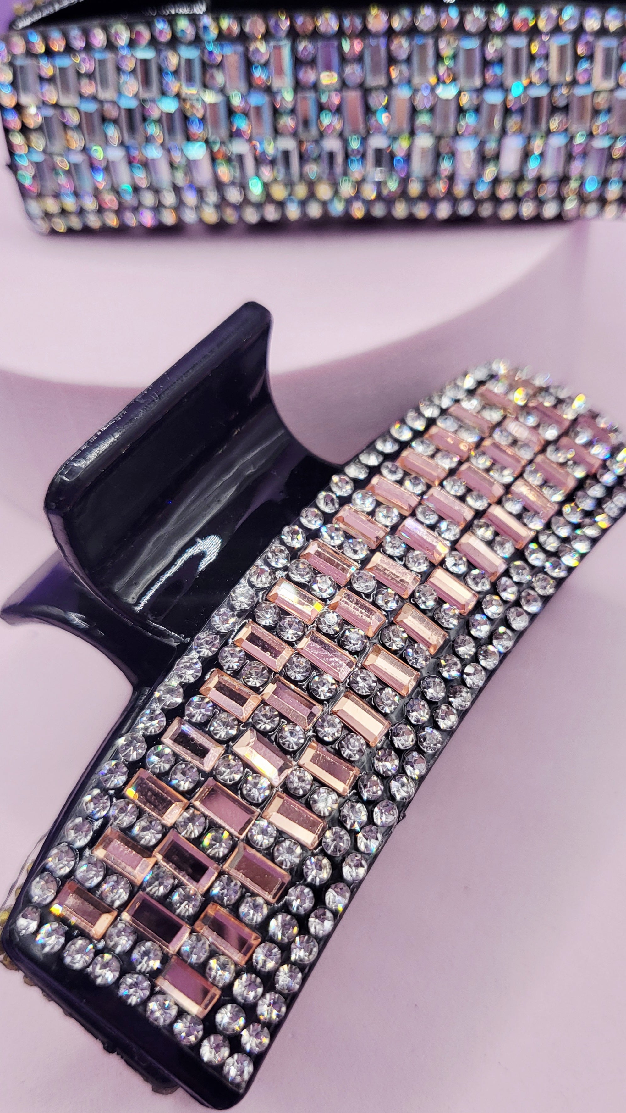 Mirrored Crystal Oblong Hair Clamps Pack of 12