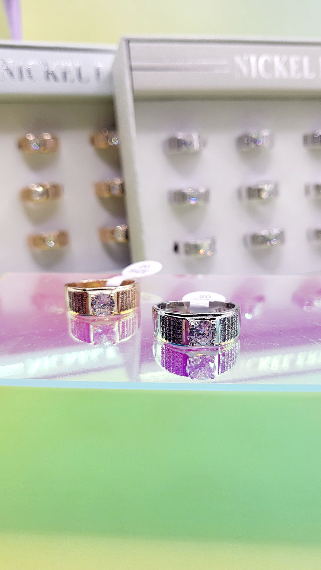 Men's Iced Out Crystal Box Set of 12 Rings