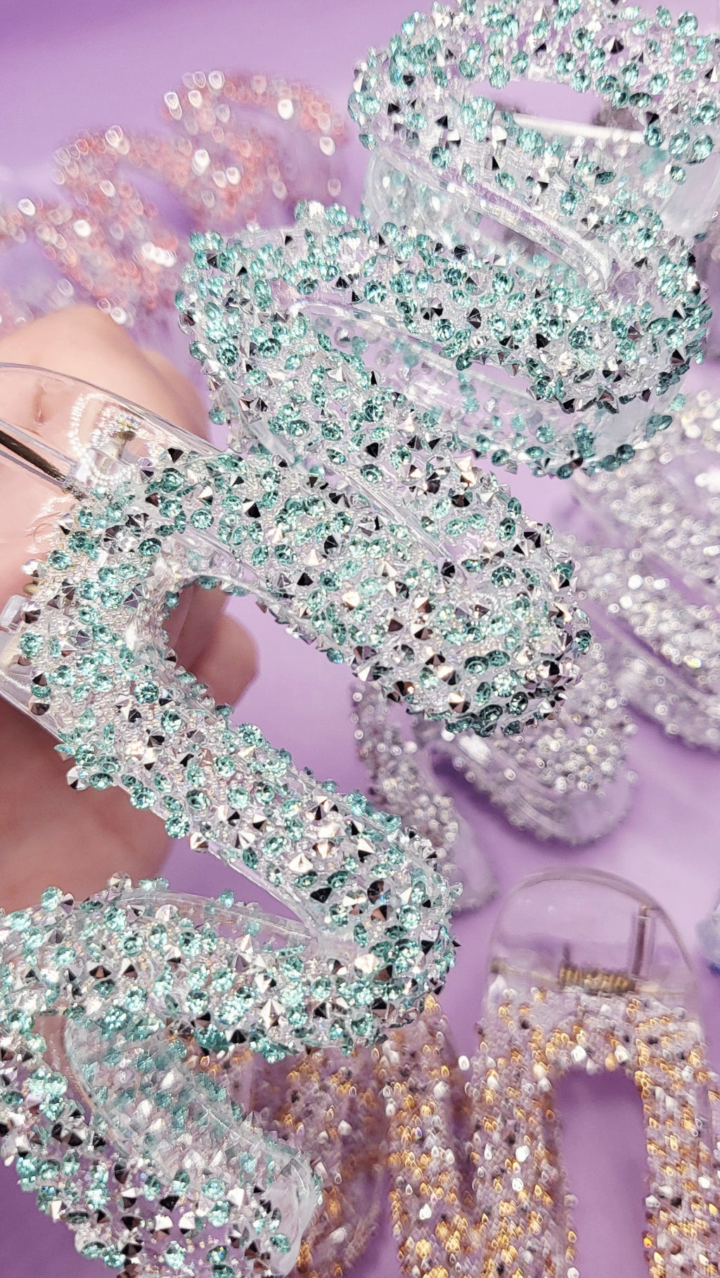 Wavey Rhinestone Sparkly Hair Clamps Pack of 12