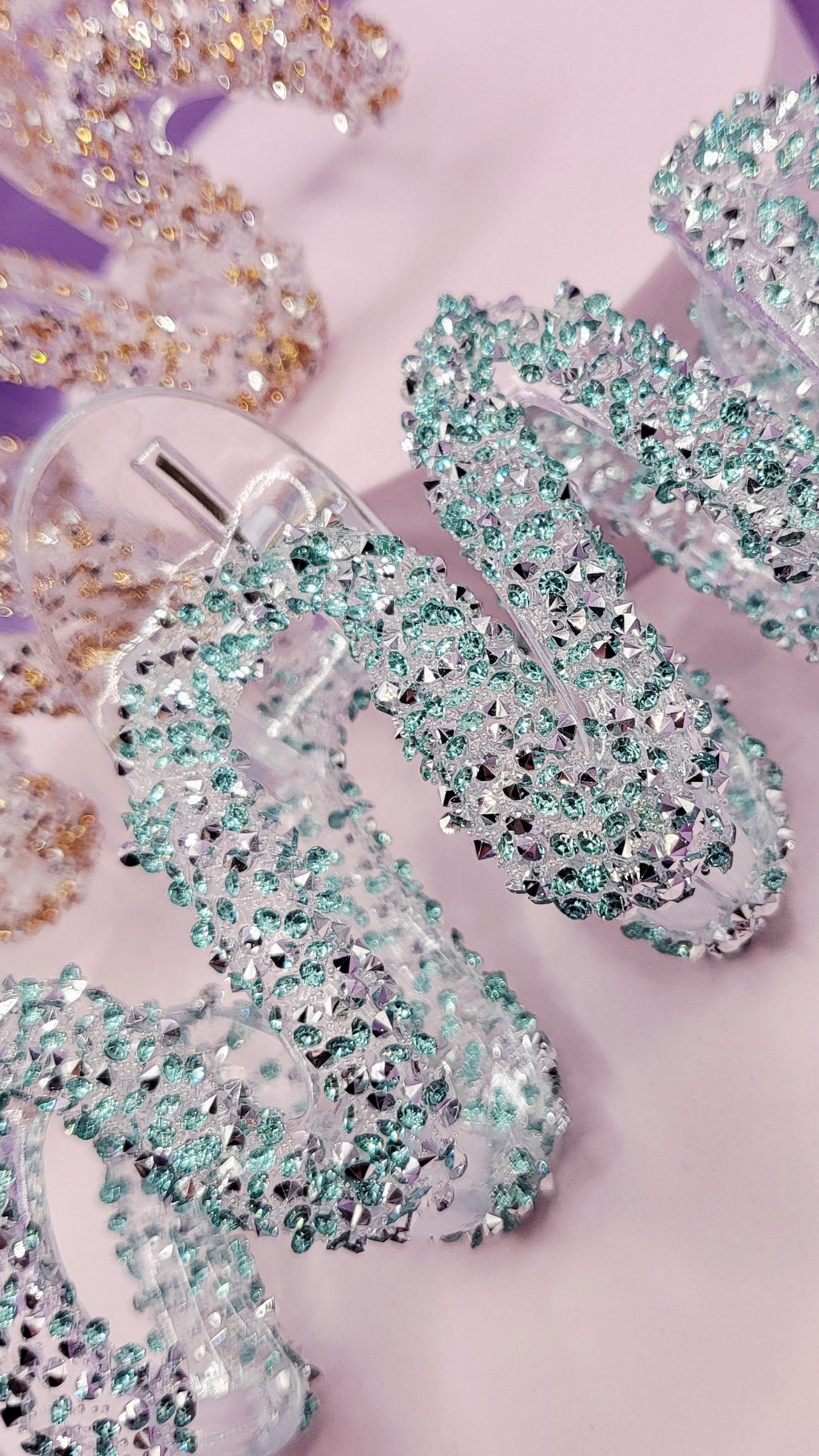 Wavey Rhinestone Sparkly Hair Clamps Pack of 12