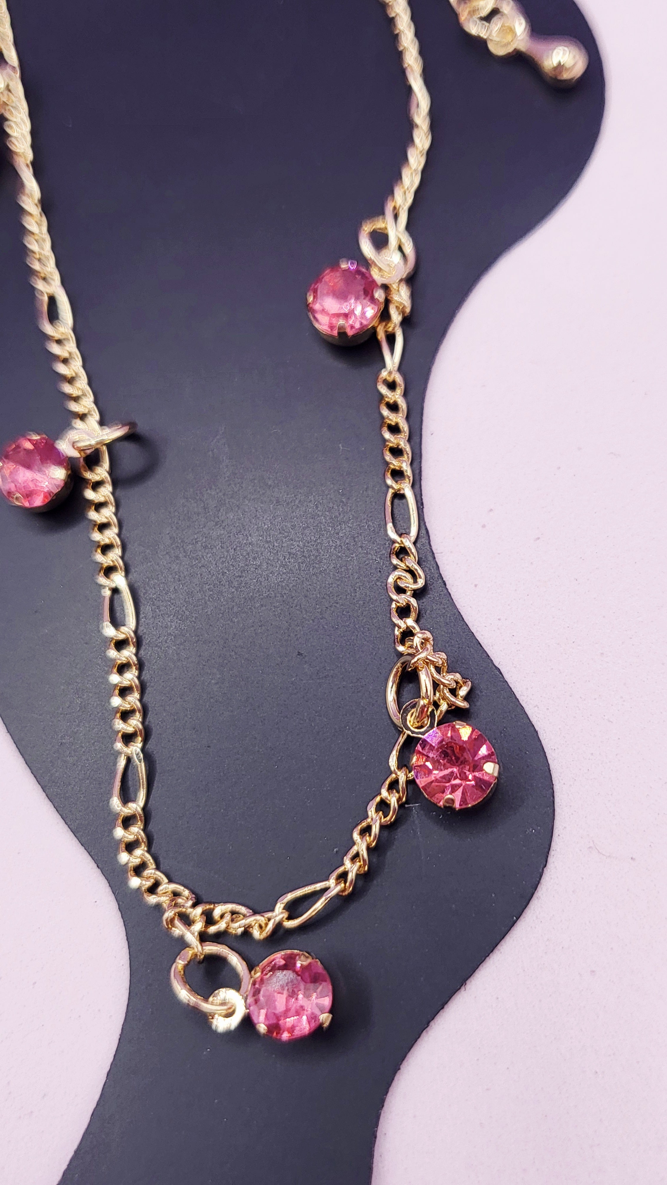 Pink Crystal Charm Anklet
