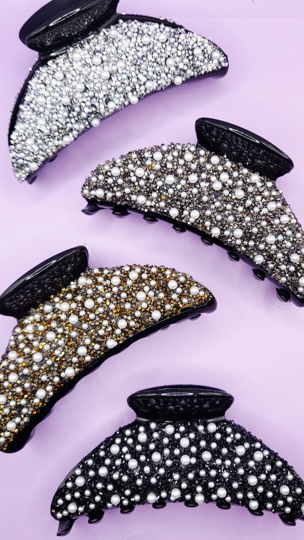 Pearl Rhinestone Hair Clamps Pack of 12