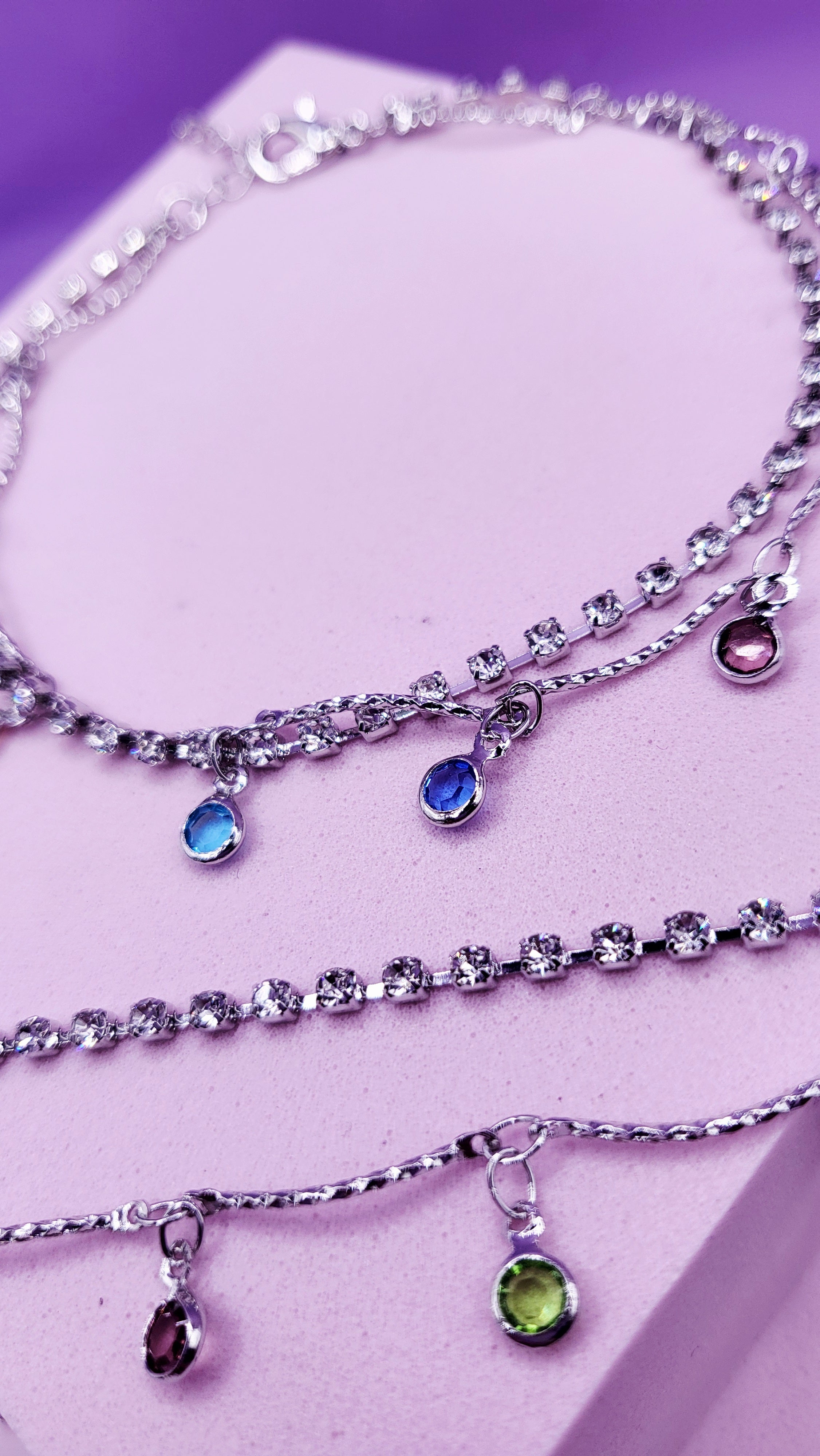 Rainbow Crystal Charm Tennis Anklet