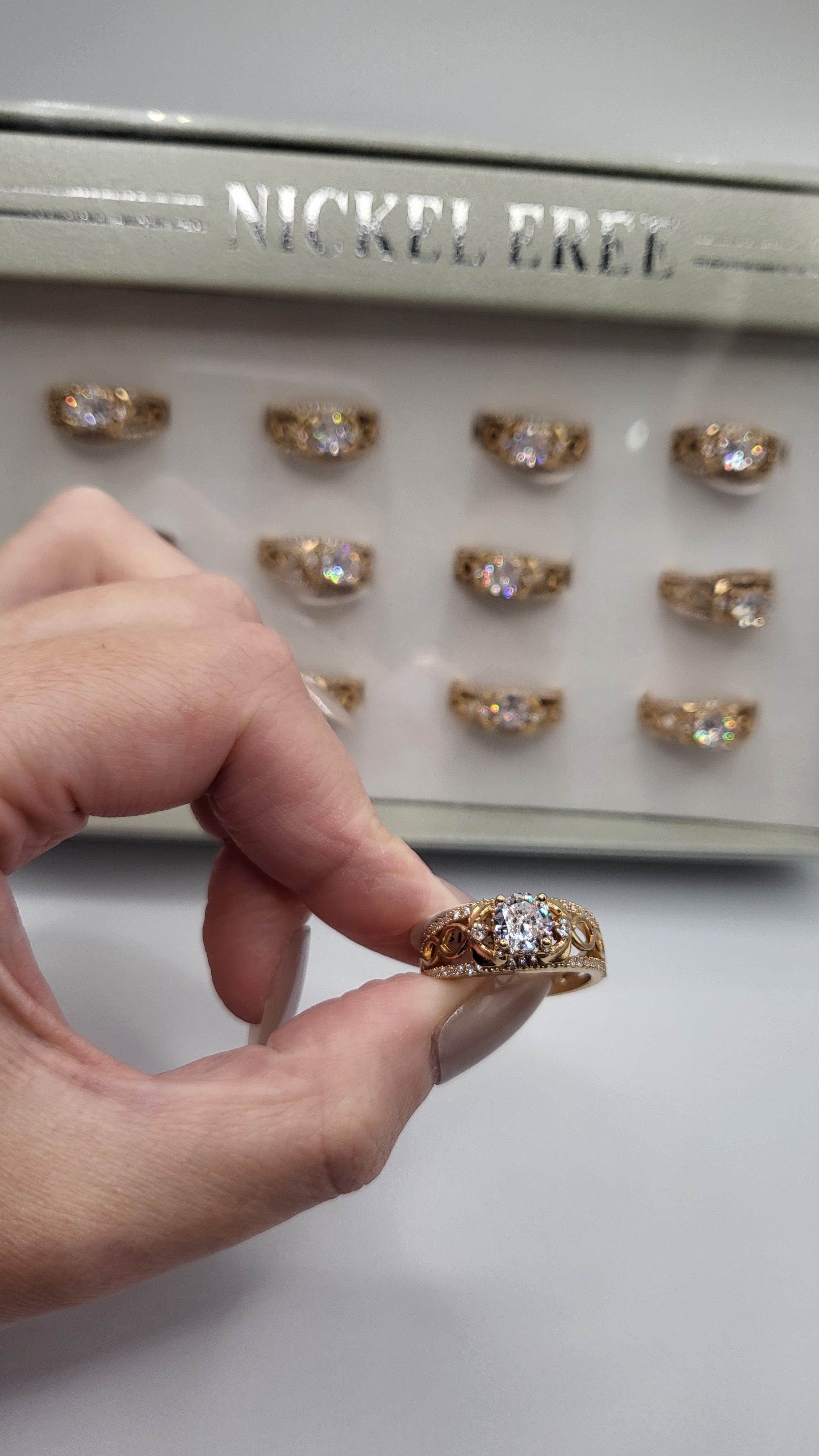 Impression Crystal Ring Gold Box set of 12